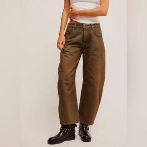 Free People Good Luck Coated Barrel Jeans